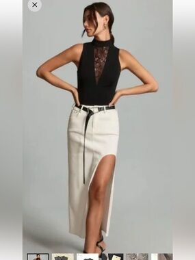 ANTHROPOLOGIE Medium Black Lace-Panel Sleeveless Top.